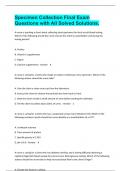 Specimen Collection Final Exam Questions with All Solved Solutions&period;