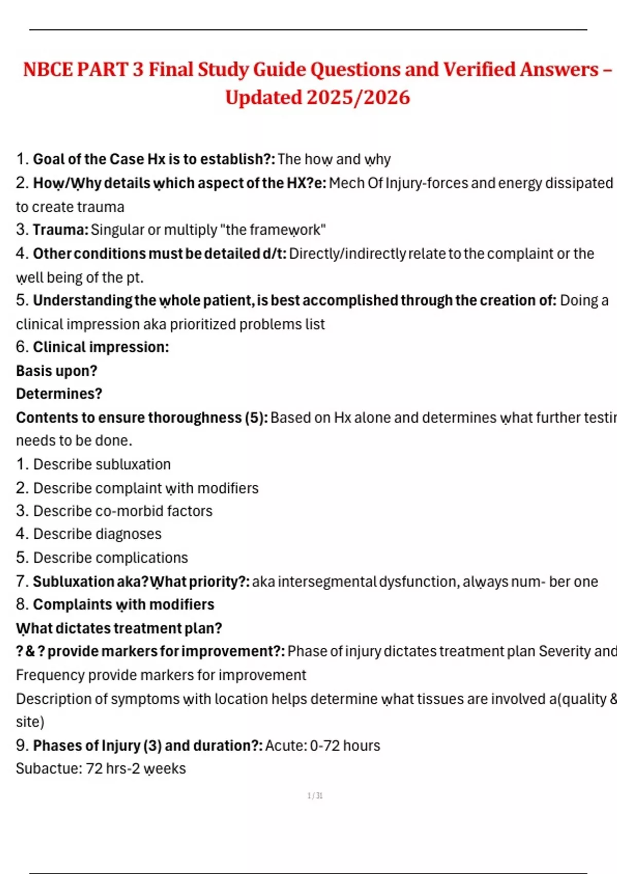 Nbce NBCE Part 3 – Final Study Guide | National Board of Chiropractic ...