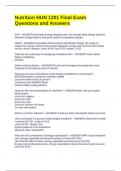 Nutrition HUN 1201 Final Exam Questions and Answers