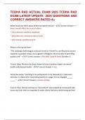 TCDHA RAD ACTUAL EXAM 2025 TCDHA RAD  EXAM LATEST UPDATE  2025 QUESTIONS AND  CORRECT ANSWERS RATED A&plus; 