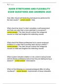 NASM STRETCHING AND FLEXIBILITY  EXAM QUESTIONS AND ANSWERS 2025