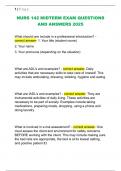 NURS 142 MIDTERM EXAM QUESTIONS  AND ANSWERS 2025