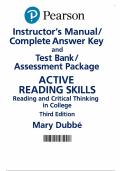 Active Reading Skills&colon; Reading and Critical Thinking in College 3rd Edition - Instructor's Manual and Test Bank by Kathleen T&period; McWhorter&comma; Brette McWhorter Sember