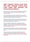 USAV Volleyball Training Actual Exam  2025 USAV Volleyball Training Exam  Latest Update 2025 Questions and  Correct Answers Rated A&plus;
