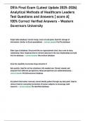 D514 Final Exam &lpar;Latest Update 2025-2026&rpar; Analytical Methods of Healthcare Leaders Test Questions and Answers &lbrack; score A&rsqb; 100&percnt; Correct Verified Answers - Western Governors University