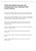 NURS 6011 Health Assessment and Fundamentals Exam 1 Questions With Correct Answers