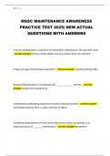 MSSC MAINTENANCE AWARENESS PRACTICE TEST 2025&vert; NEW ACTUAL QUESTIONS WITH ANSWERS