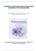Test Bank for Lehninger Principles of Biochemistry Sixth Edition - Instant Download