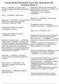 Florida Restricted barber exam Test Questions with Answers Rated A