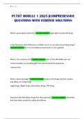 PC707 MODULE 1 2025 &vert;COMPREHENSIVE QUESTIONS WITH VERIFIED SOLUTIONS