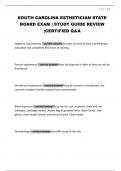 SOUTH CAROLINA ESTHETICIAN STATE BOARD EXAM &vert; STUDY GUIDE REVIEW &semi;CERTIFIED Q&A
