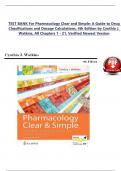 TEST BANK For Pharmacology Clear and Simple&colon; A Guide to Drug Classifications and Dosage Calculations&comma; 4th Edition by Cynthia J&period; Watkins&comma; All Chapters 1 - 21&comma; Verified Newest Version