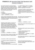 PRIMERICA Life Insurance Exam Test Questions with Answers Graded A