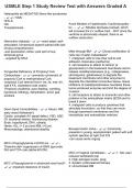USMLE Step 1 Study Review Test with Answers Graded A
