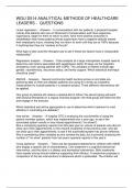 WGU D514 ANALYTICAL METHODS OF HEALTHCARE LEADERS - QUESTIONS