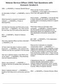 Veteran Service Officer &lpar;VSO&rpar; Test Questions with Answers Graded A