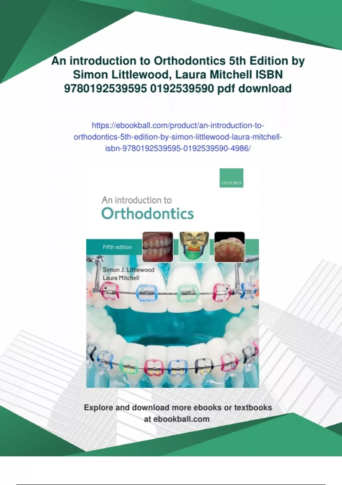 Summary An introduction to Orthodontics 5th Edition by Simon Littlewood ...