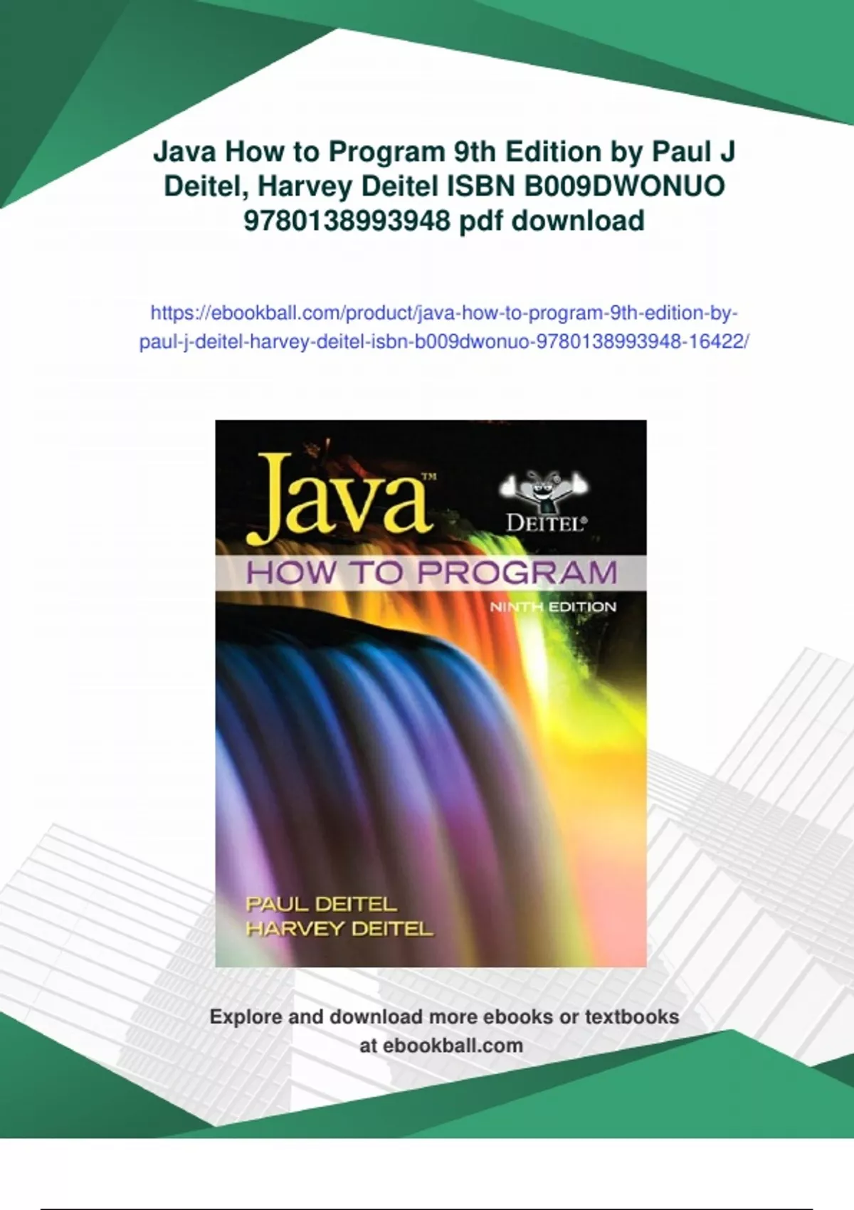 Summary Java How to Program 9th Edition by Paul J Deitel, Harvey Deitel ...