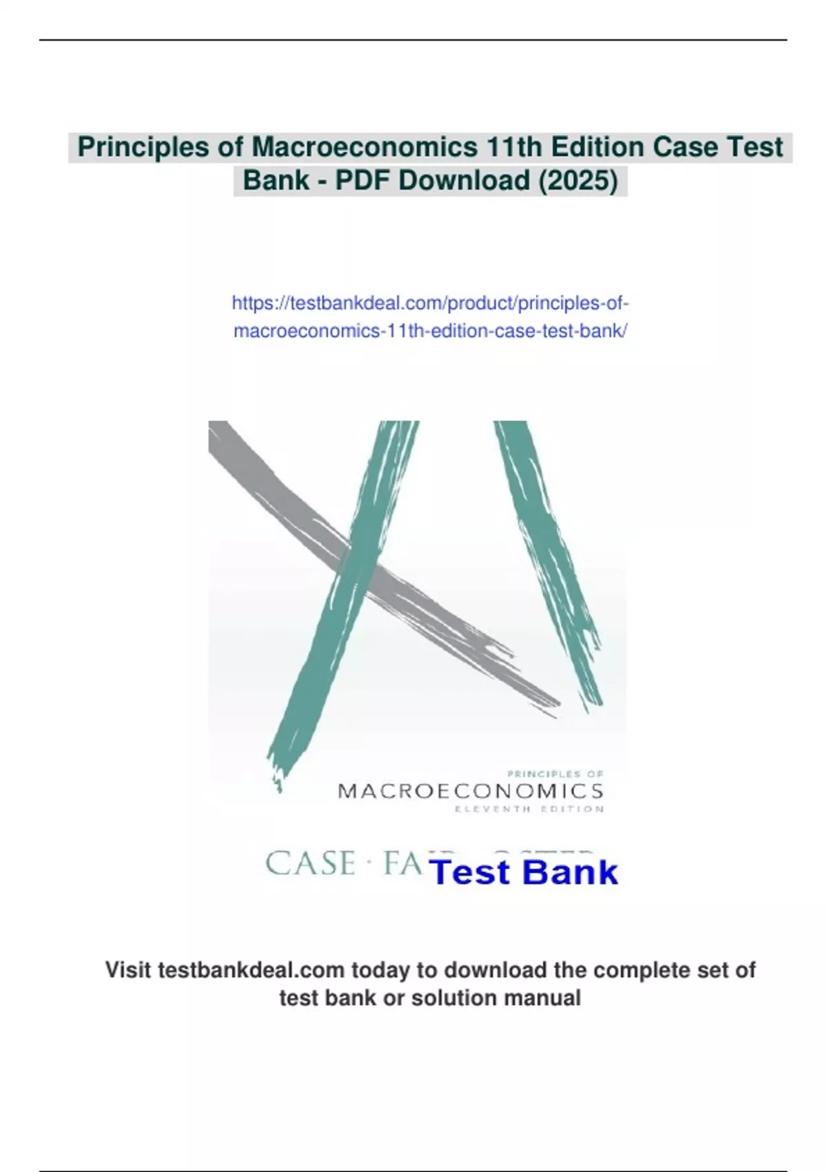 Summary Principles of Macroeconomics 11th Edition Case Test Bank ...