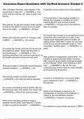 Insurance Exam Questions with Verified Answers Graded A