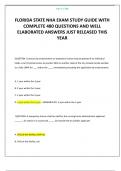FLORIDA STATE NHA EXAM STUDY GUIDE WITH COMPLETE 480 QUESTIONS AND WELL ELABORATED ANSWERS JUST RELEASED THIS YEAR