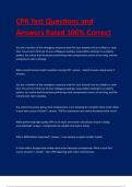 CPR Test Questions and Answers Rated 100&percnt; Correct