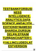 TEST BANK FOR  BUSINESS  INTELLIGENCE&comma;  ANALYTICS&comma; DATA  SCIENCE&comma; AND AI&comma; 5TH  EDITION BY RAMESH  SHARDA&comma; DURSUN  DELEN&comma; EFRAIM  TURBAN CHAPTER 1 11 ALL INCLUDED  LATEST VERSION                     