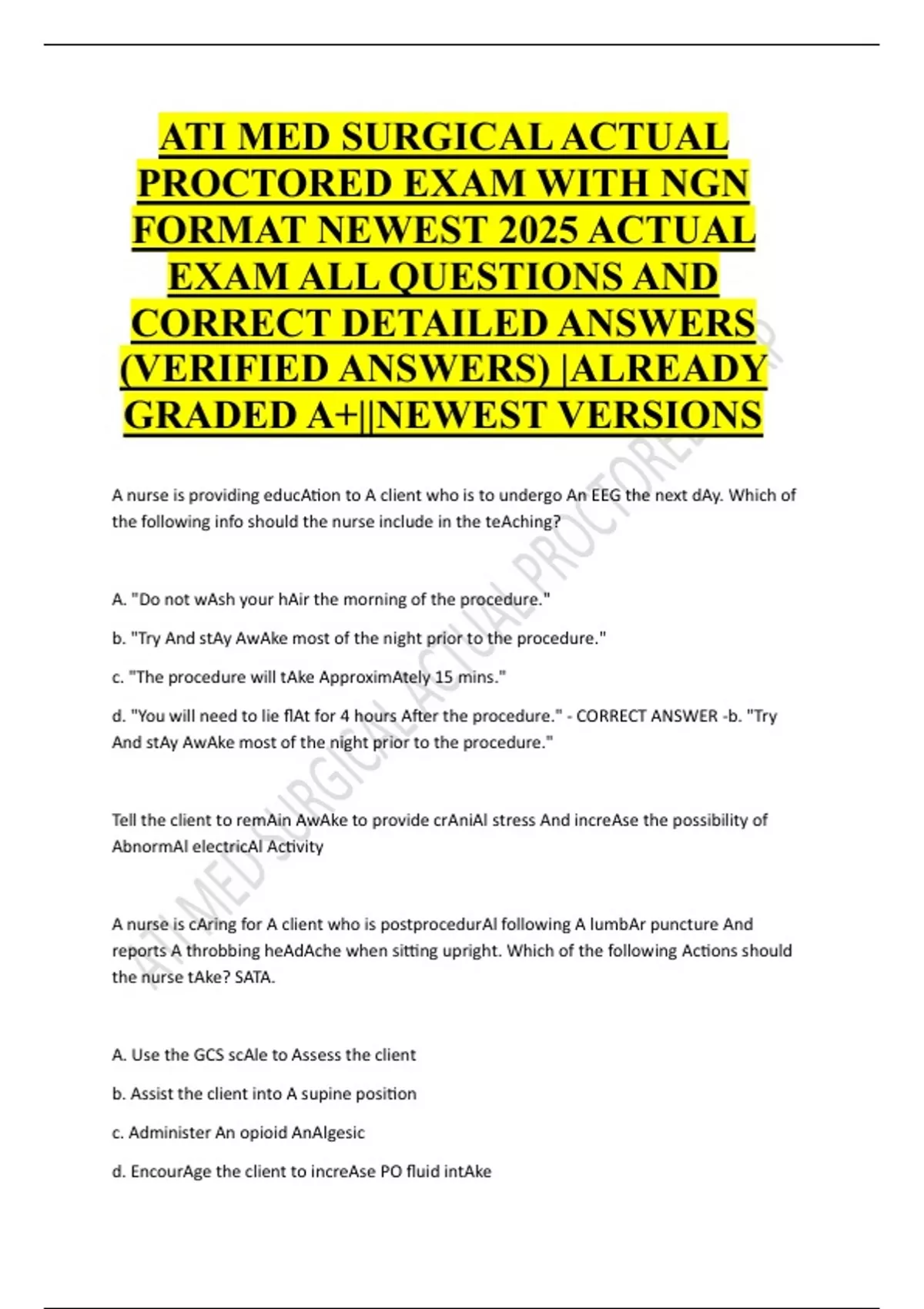 ATI MED SURGICAL ACTUAL PROCTORED EXAM WITH NGN FORMAT NEWEST 2025 ...