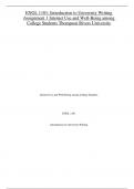 ENGL 1101&colon; Introduction to University Writing Assignment 1 Internet Use and Well-Being among College Students Thompson Rivers University