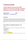 ATI RN Maternal Newborn Exam 2025 &ndash; Updated Case Scenarios & Dosage Calculation Questions & Answers in Full &vert; 100&percnt; Verified