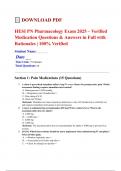 HESI PN Pharmacology Exam 2025 &ndash; Verified Medication Questions & Answers in Full with Rationales &vert; 100&percnt; Verified