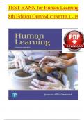 Test Bank For Human Learning 8th Edition By Ormrod&vert;All Chapters &lpar;1 - 15&rpar;&vert;Updated Version 2025 A&plus;