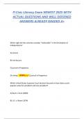 Fl Civic Literacy Exam NEWEST 2025 WITH ACTUAL QUESTIONS AND WELL DEFIENED ANSWERS ALREADY GRADED A&plus;