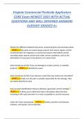 Virginia Commercial Pesticide Applicators CORE Exam NEWEST 2025 WITH ACTUAL QUESTIONS AND WELL DEFIENED ANSWERS ALREADY GRADED A&plus;