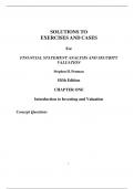 Solutions To Exercises and Cases Financial Statement Analysis and Security Valuation 5th Edition Stephen Penman&comma; All 20 Chapters Covered&comma; Verified Latest Edition&comma; &period;