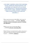 CON 3990V CERTIFICATION TEST 2025&sol;2026  BANK COMPLETE 300 QUESTIONS AND  ANSWERS ACCURATE ACTUAL EXAM  WITH FREQUENTLY TESTED QUESTIONS  AND STUDY GUIDE &sol; EXPERT VERIFIED  FOR GUARANTEED PASS&sol;ALREADY  GRADED A&plus;