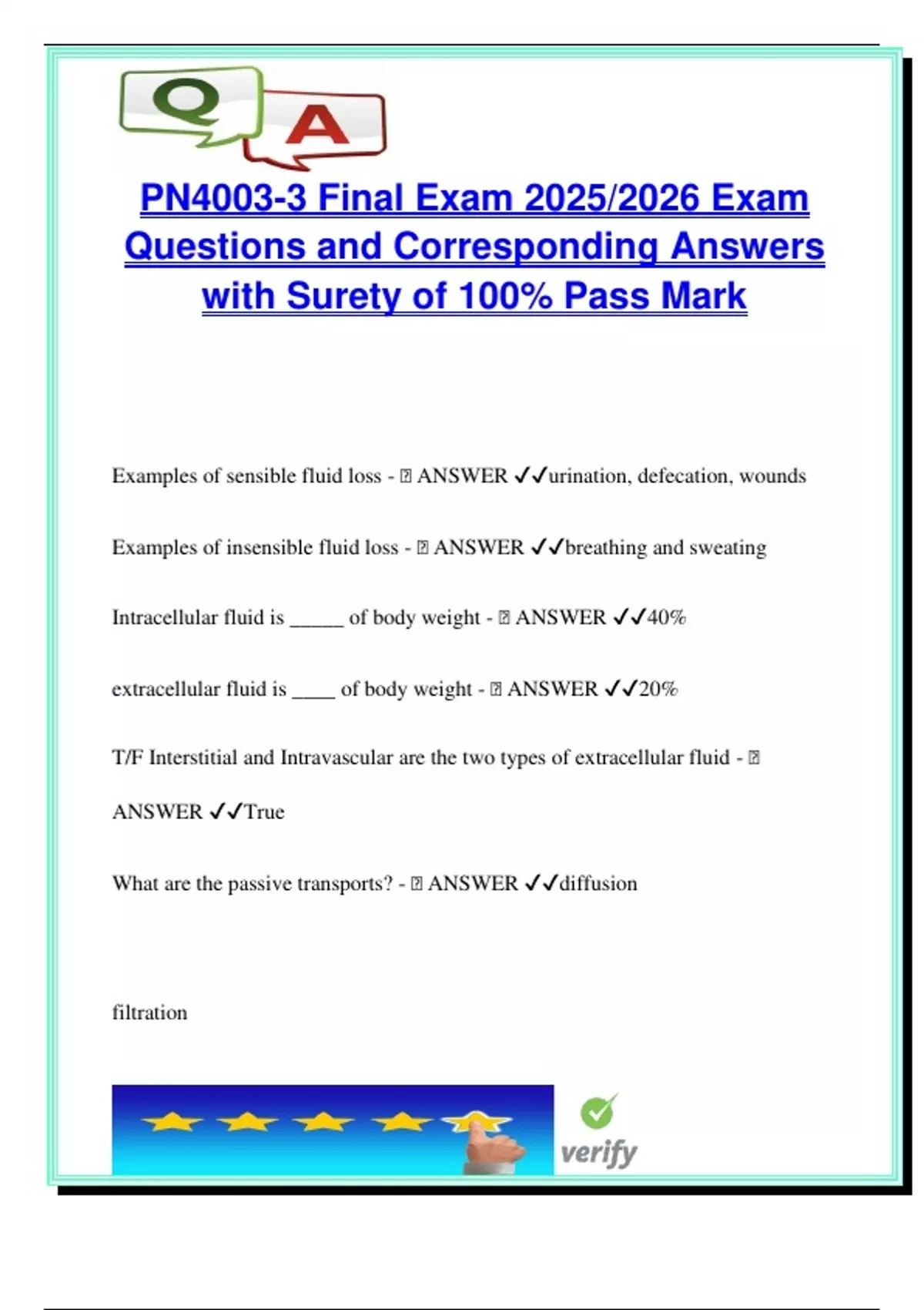 PN 4003 Final Exam (2025/2026) – 100+ Verified Questions with Answers ...