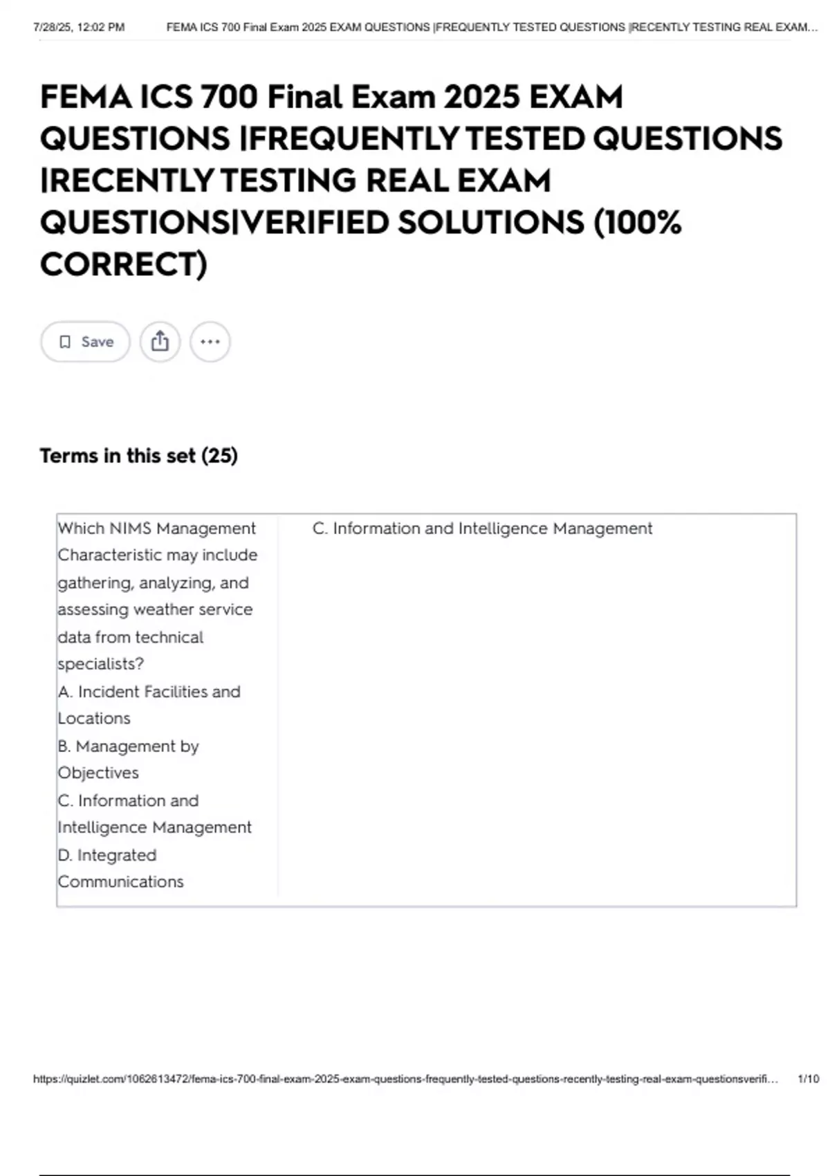 Ics 700 Answers.pdf FEMA ICS 700 Final Exam 2025 EXAM QUESTIONS |FREQUENTLY TESTED ...