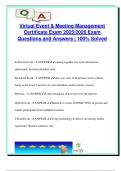 VIRTUAL EVENT MANAGEMENT CERTIFICATION EXAM PACKAGE DEAL QUESTIONS AND VERIFIED DETAILED ANSWERS &vert; 100&percnt; GUARANTEED PASS &vert; ALREADY GRADED A&plus;