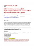 HESI RN Critical Care Exam 2025 &ndash; High-Acuity Case Questions & Answers in Full with Rationales Pack &vert; 100&percnt; Verified