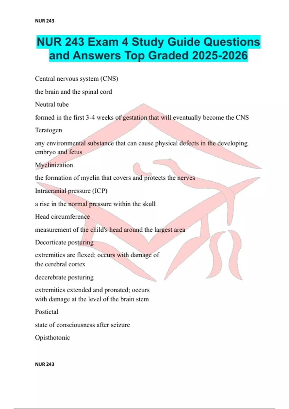 Hondros College of Nursing – NUR 243 Complete Exam Bundle: Exams 1–4 ...