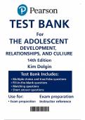 The Adolescent&colon; Development&comma; Relationships&comma; and Culture 14th Edition - Test Bank with Questions and Answers by Kim Gale Dolgin