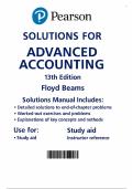 Solutions For Advanced Accounting 13th Edition By Floyd Beams&comma; All Chapters Covered