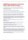 NCOER Exam Questions and Answers &lpar;2025 &sol; 2026&rpar; &lpar;Verified Answers&rpar;