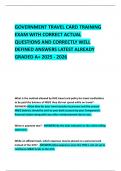 GOVERNMENT TRAVEL CARD TRAINING EXAM WITH CORRECT ACTUAL QUESTIONS AND CORRECTLY WELL DEFINED ANSWERS LATEST ALREADY GRADED A&plus; 2025 - 2026