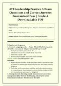 ATI Leadership Practice A Exam 2026&sol;2027 &vert; Questions and Correct Answers &vert; Latest Update &vert; Guaranteed Pass &vert; Grade A &vert; Verified Solutions &vert; Downloadable PDF