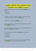 EXAM 4 ENGLISH 2110 UPDATED ACTUAL  Questions And CORRECT Answers