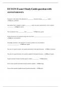 ECO 231 Exam 1 Study Guide question with correct answers