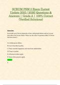 Professional Scrum Master I & II &lpar;PSM I & II&rpar; Exams &lpar;Latest 2025 &sol; 2026 Updates STUDY BUNDLE PACKAGE WITH SOLUTIONS&rpar; Questions & Answers &vert; Grade A &vert; 100&percnt; Correct &lpar;Verified Solutions&rpar;