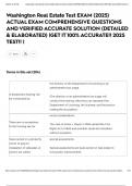 Washington Real Estate Test EXAM &lpar;2025&rpar; ACTUAL EXAM COMPREHENSIVE QUESTIONS AND VERIFIED ACCURATE SOLUTION &lpar;DETAILED & ELABORATED&rpar; &vert;GET IT 100&percnt; ACCURATE&excl;&excl; 2025 TEST&excl;&excl; &vert;